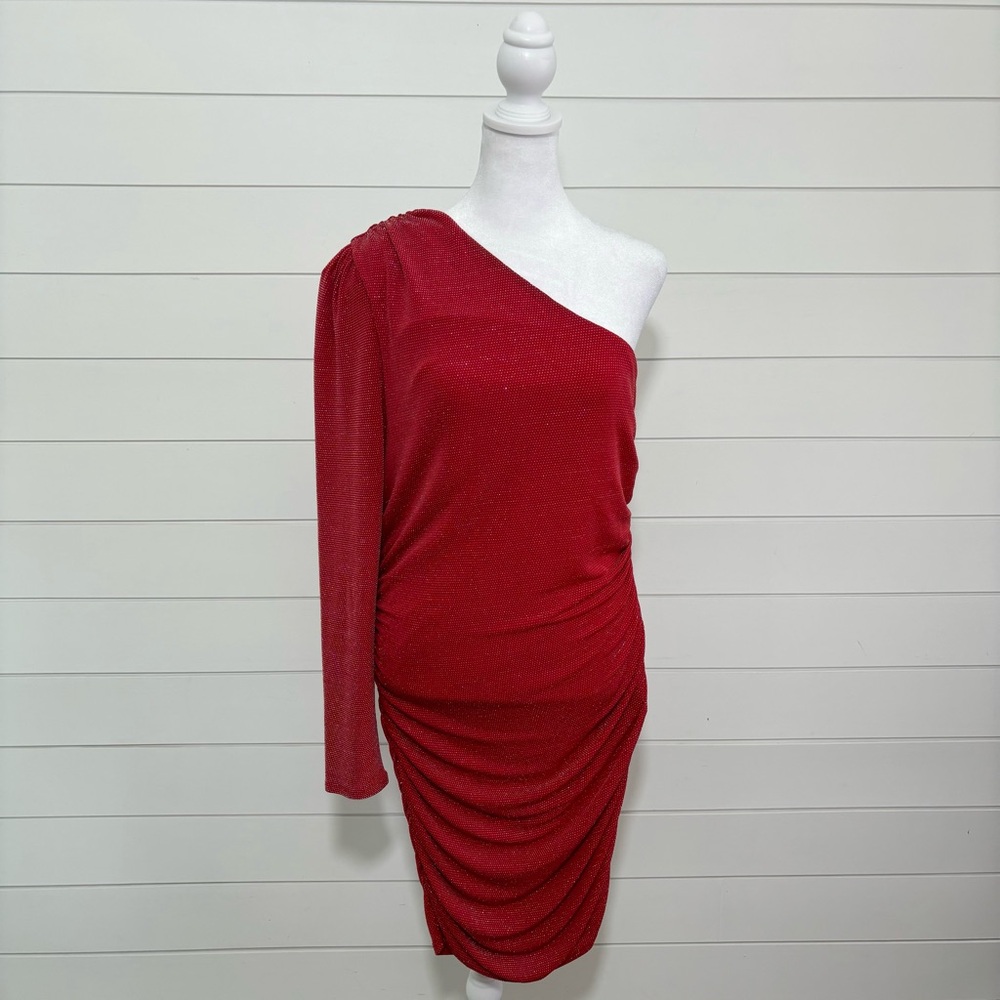 Gabrielle Union New York&Company x FASHION TO FIGURE Red One Shoulder Dress L